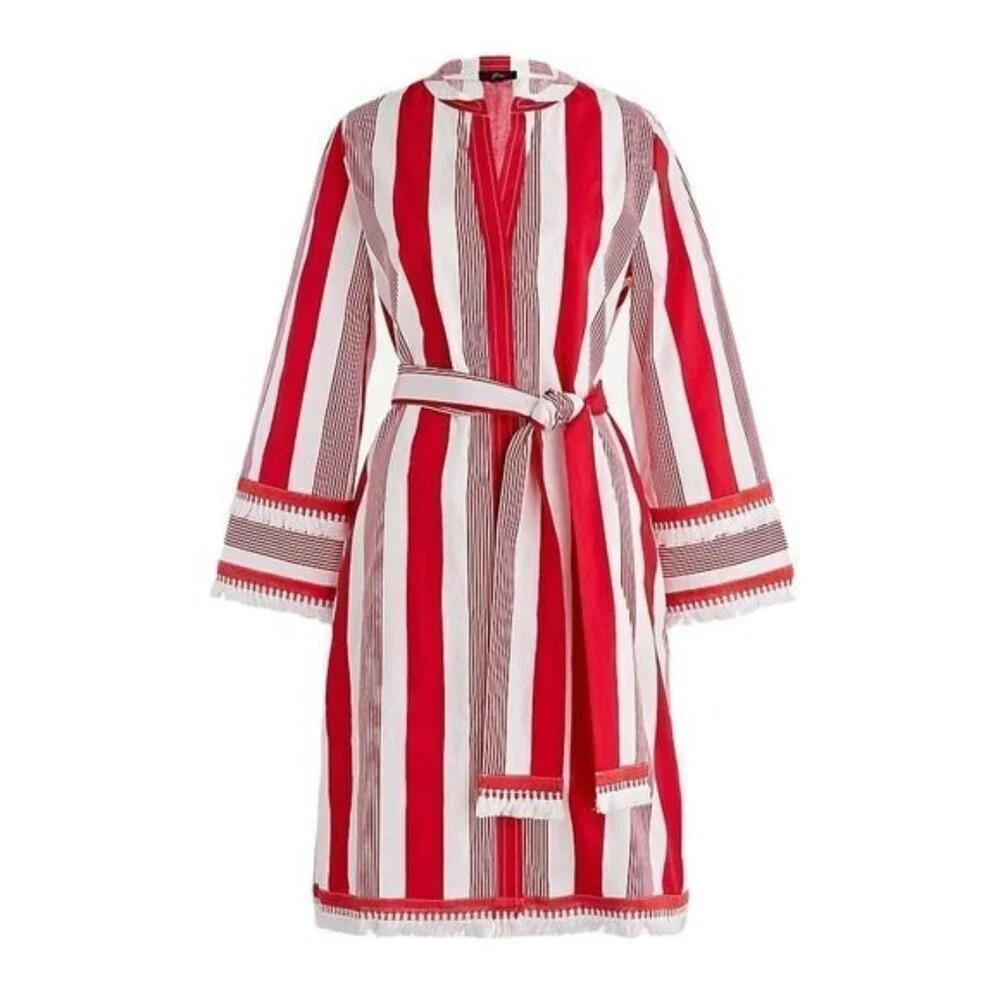 J Crew Belted Cotton Poplin Tunic Stripe Size 10‎